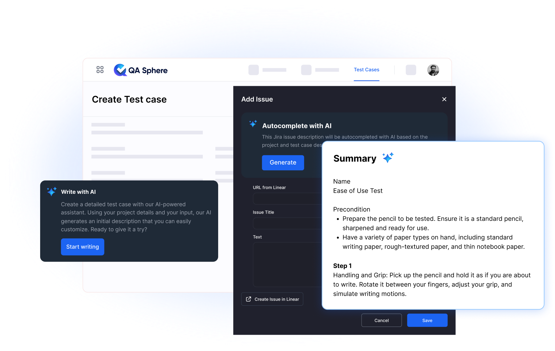 QA Sphere test management platform interface