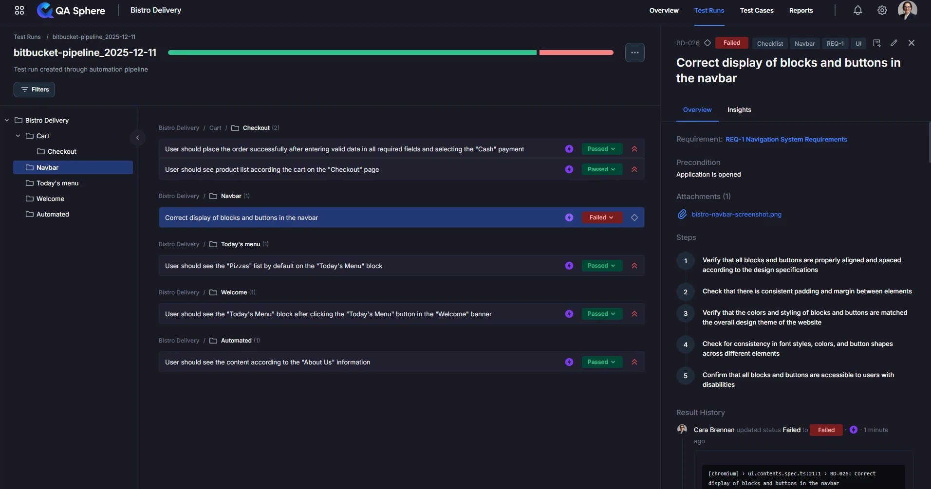 QA Sphere automated test run from a Bitbucket pipeline