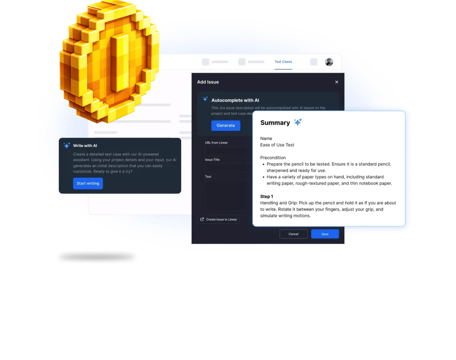 AI-assisted test case writing from a feature description