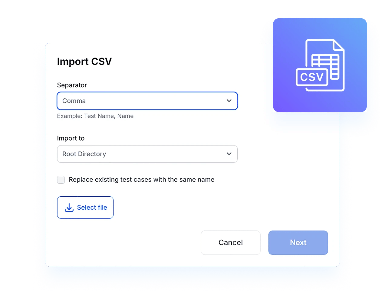 CSV import into QA Sphere